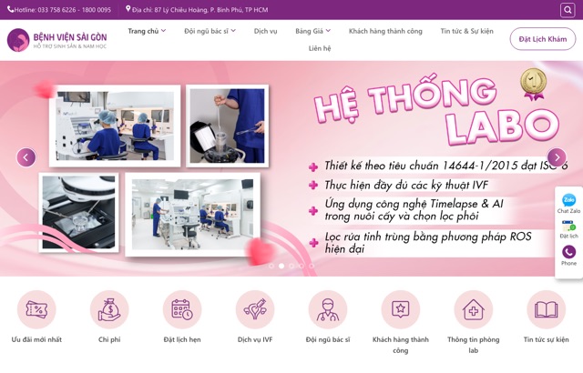 Website Bệnh viện Nam học Sài Gòn