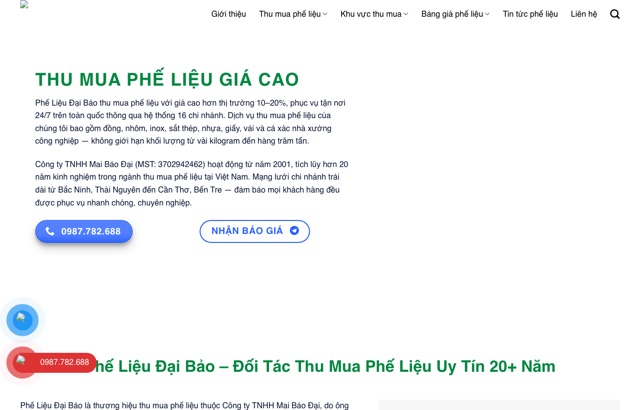 Website Phế Liệu Đại Bảo
