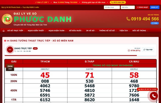 Website Vé Số Phước Danh